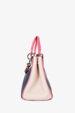 Christian Dior Navy/Pink Tri Colour Leather Mini Diorissimo Top Handle with Strap