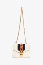 Gucci Cream Leather Web Mini Sylvie Chain Bag