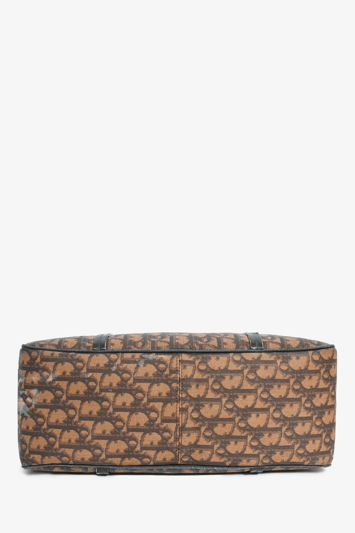 Christian Dior 2006 Brown Coated Canvas/Leather Trim Oblique Shoulder Bag (As Is)