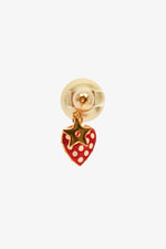 Christian Dior Gold Toned Faux Pearl Red Heart Single Tribale Earring
