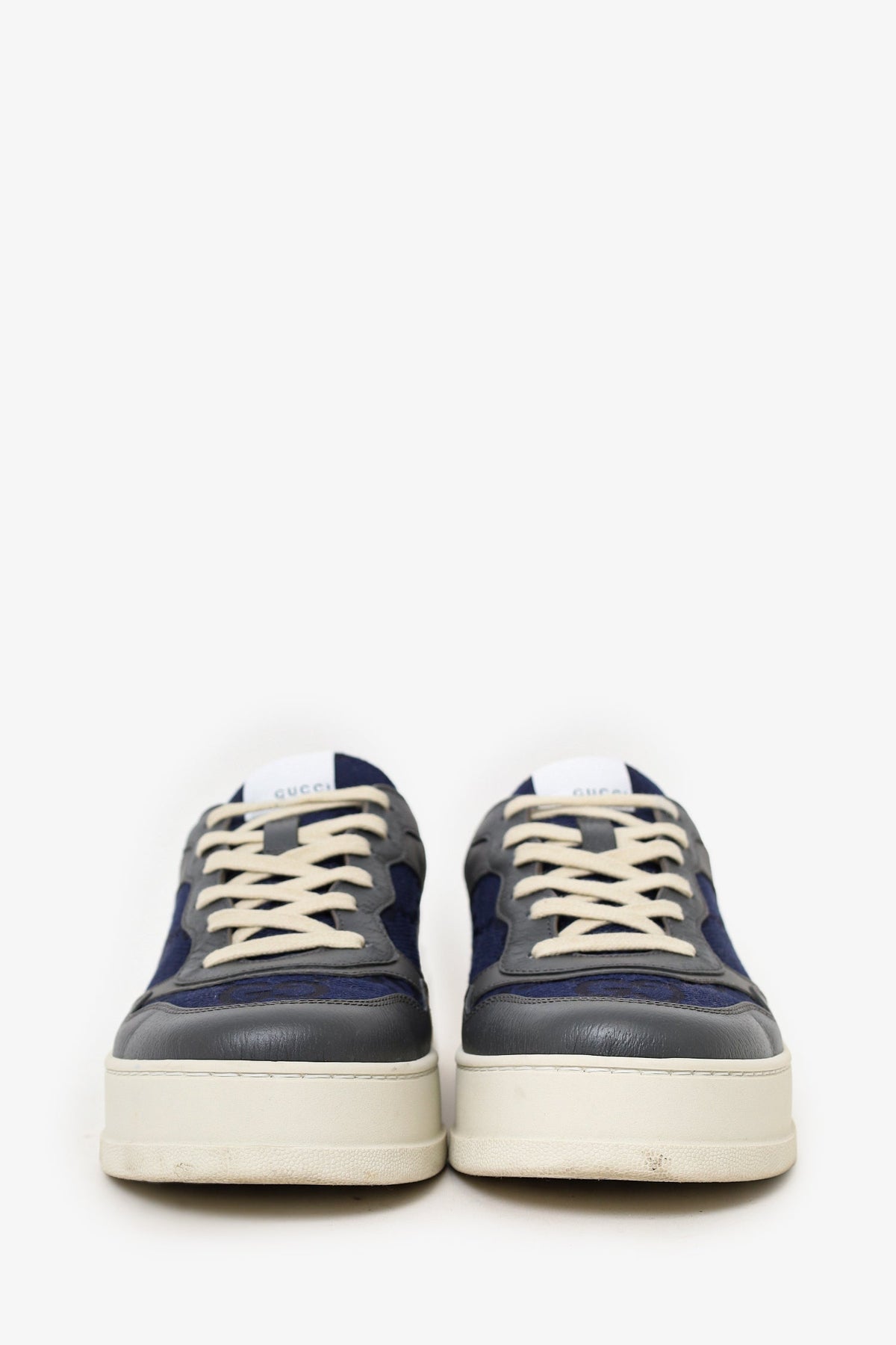 Gucci Blue/Grey Jumbo GG Canvas and Leather Low Top Sneakers Size 9.5 Mens