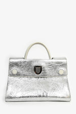 Christian Dior Silver Crinkle Leather 'Diorever' Medium Top Handle with Strap