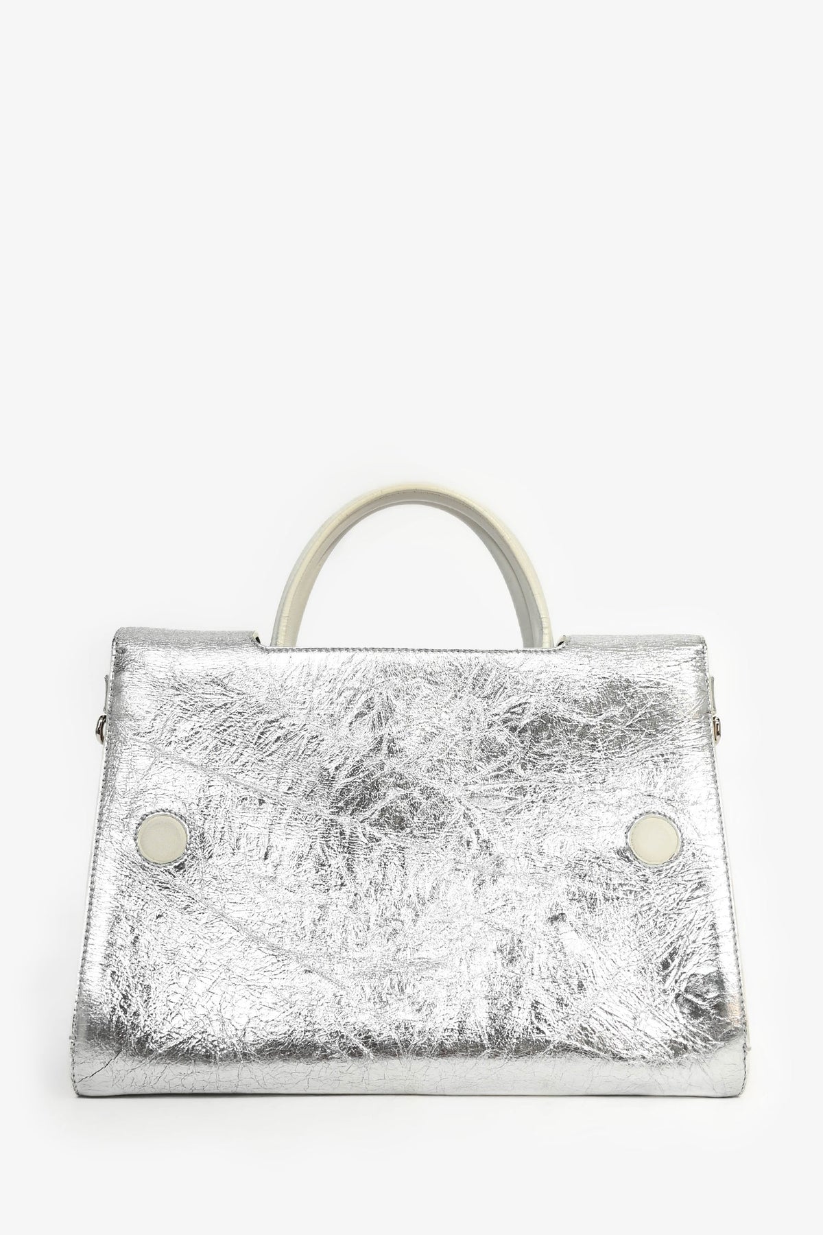 Christian Dior Silver Crinkle Leather 'Diorever' Medium Top Handle with Strap