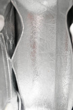 Christian Dior Silver Crinkle Leather 'Diorever' Medium Top Handle with Strap