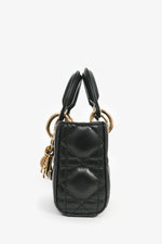 Christian Dior 2021 Black Cannage Leather Mini 'Lady D-Joy' Top Handle with Strap