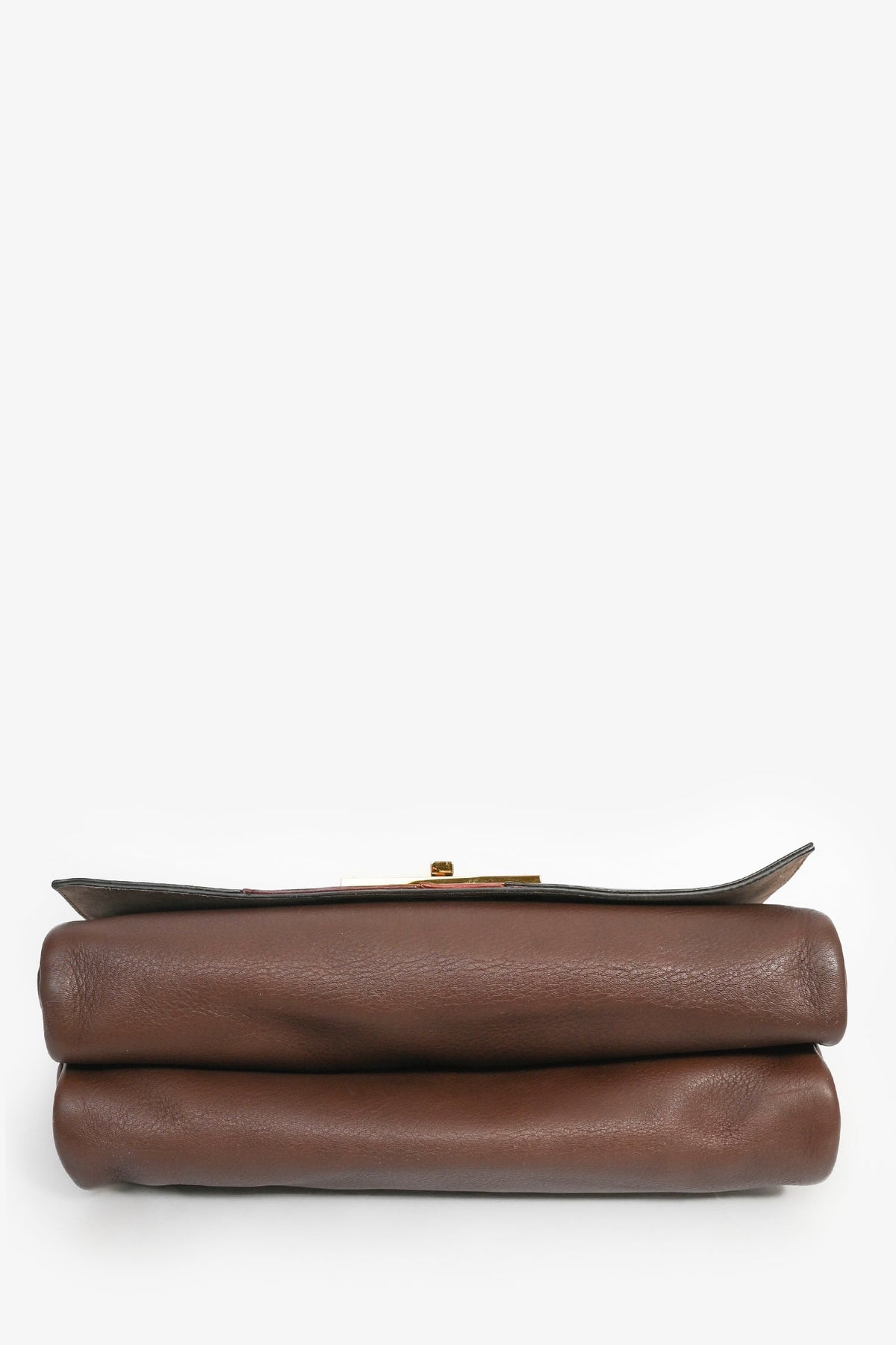 Fendi Brown/Red Leather 'Claudia' Shoulder Bag (As Is)