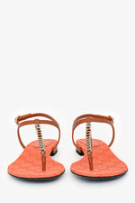 Gucci Brown/Orange Leather Chain Detailed Sandals Size 39.5