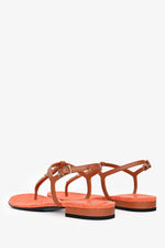 Gucci Brown/Orange Leather Chain Detailed Sandals Size 39.5