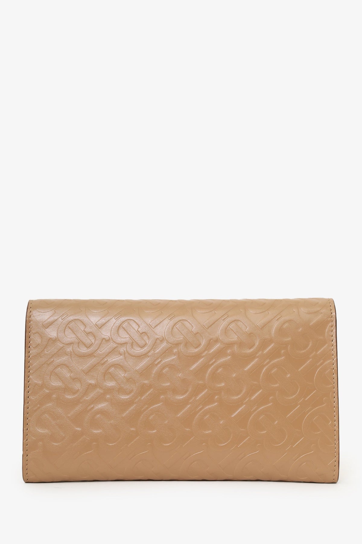 Burberry Brown Leather 'TB' Embossed Hazelmere Wallet On Strap