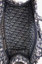 Christian Dior 2020 Navy Oblique Jacquard Small Book Tote (As Is)
