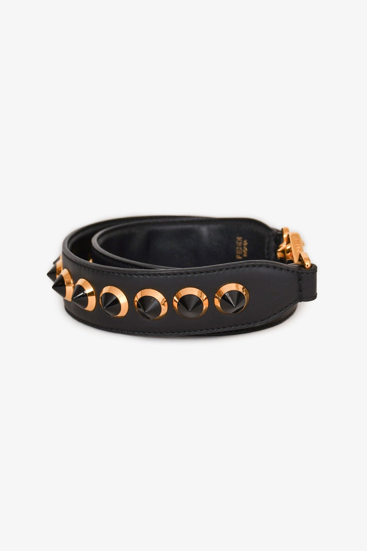 Fendi Black Leather Studded Bag Strap
