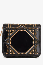 Christian Dior 2017 Black Patent Leather Studded Diorama Small Wallet
