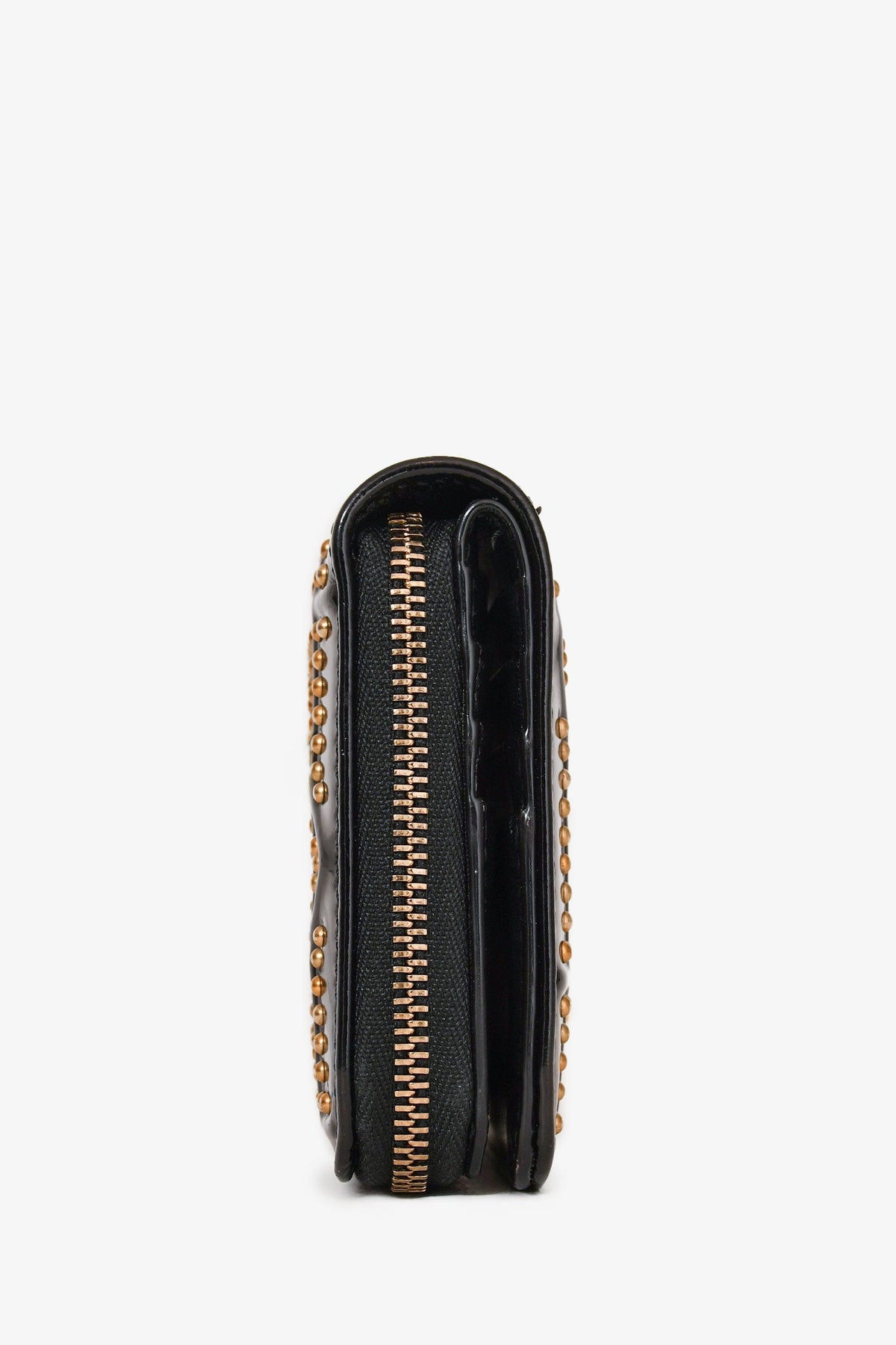 Christian Dior 2017 Black Patent Leather Studded Diorama Small Wallet