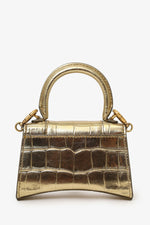 Balenciaga Gold Croc Embossed Leather Hourglass Nano Chain Bag