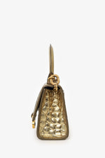 Balenciaga Gold Croc Embossed Leather Hourglass Nano Chain Bag