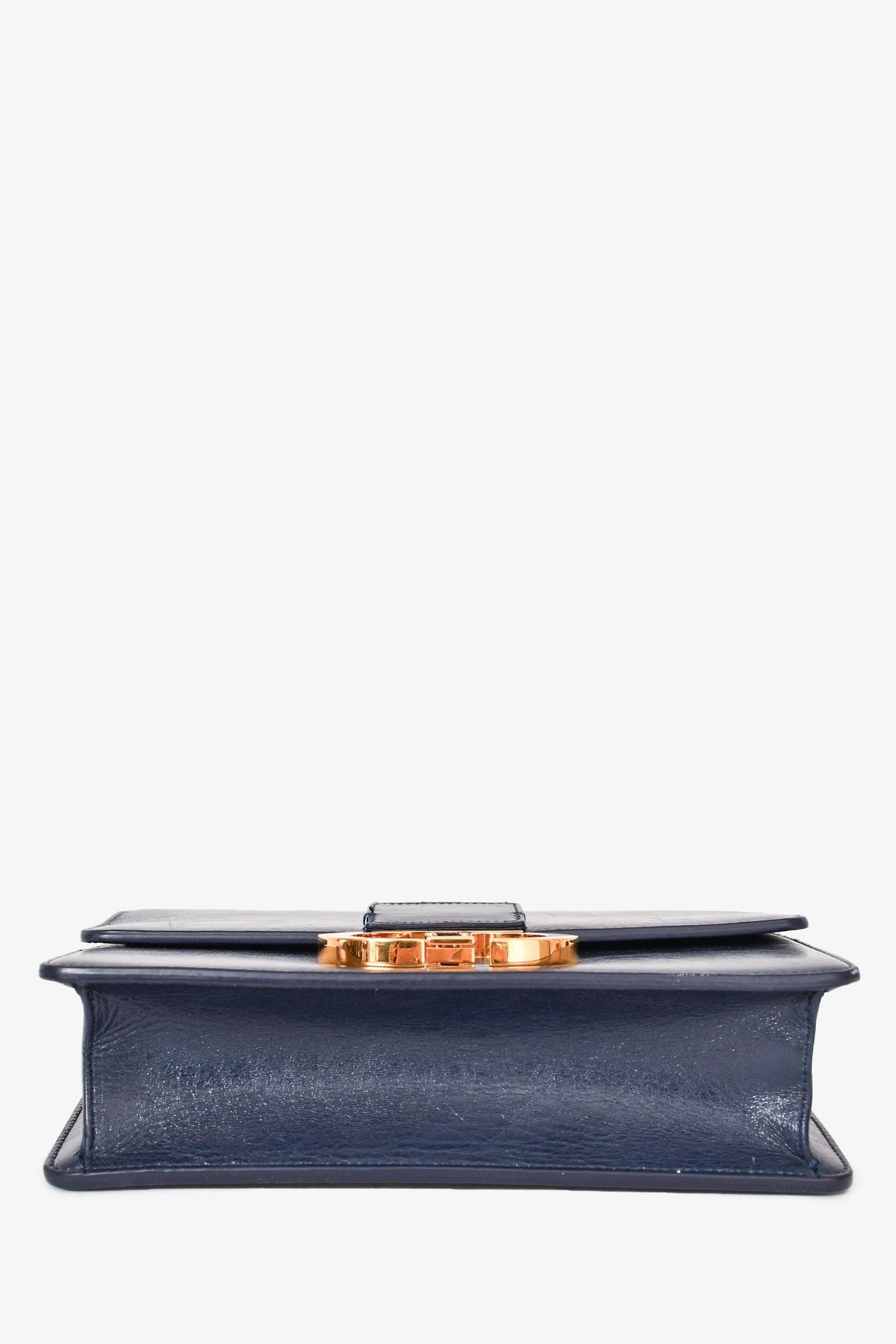 Christian Dior 2019 Blue Leather Crinkled Logo Montaigne Bag