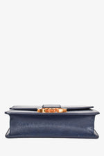 Christian Dior 2019 Blue Leather Crinkled Logo Montaigne Bag