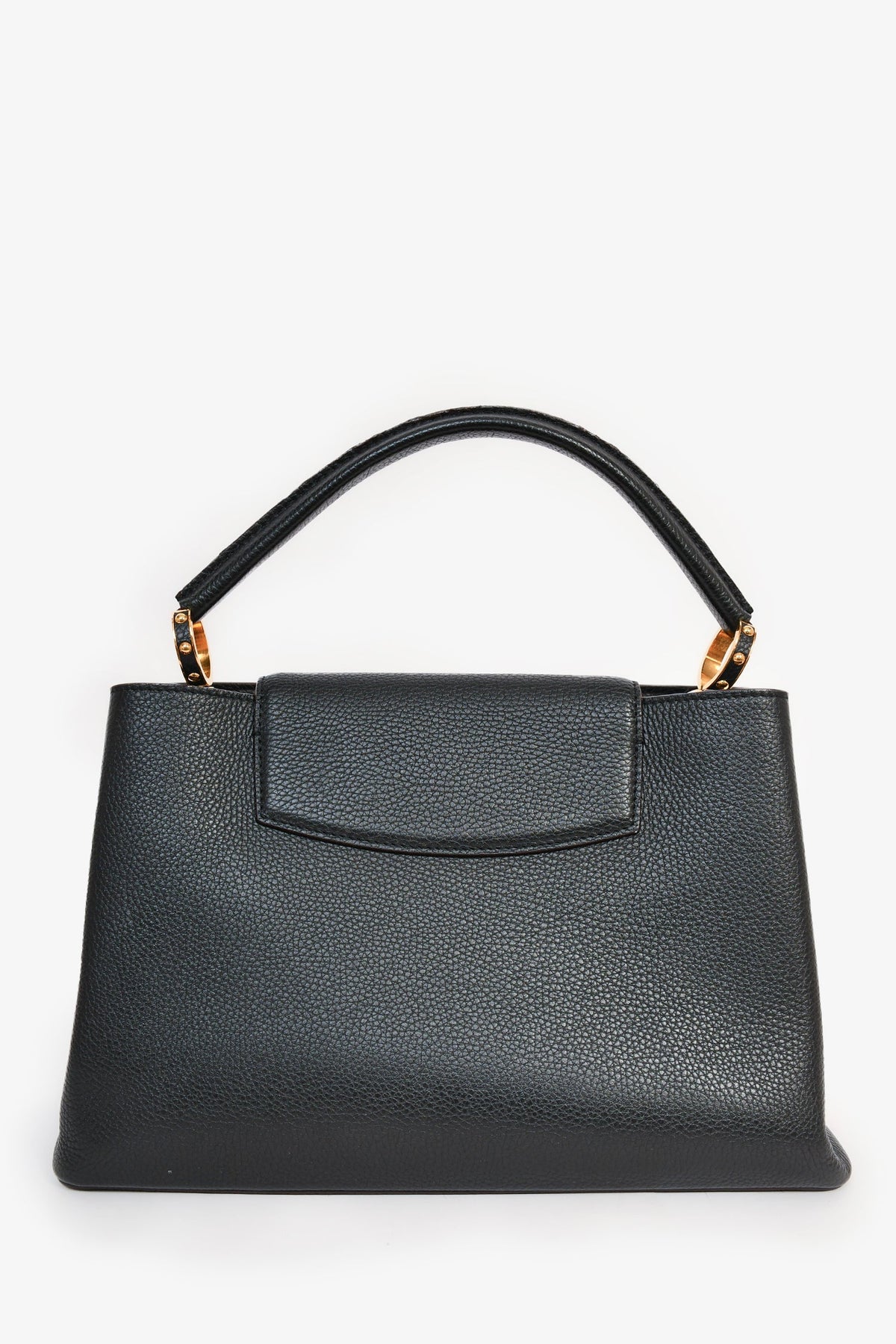 Louis Vuitton 2015 Black Leather 'Capucines' MM Top Handle (As Is)