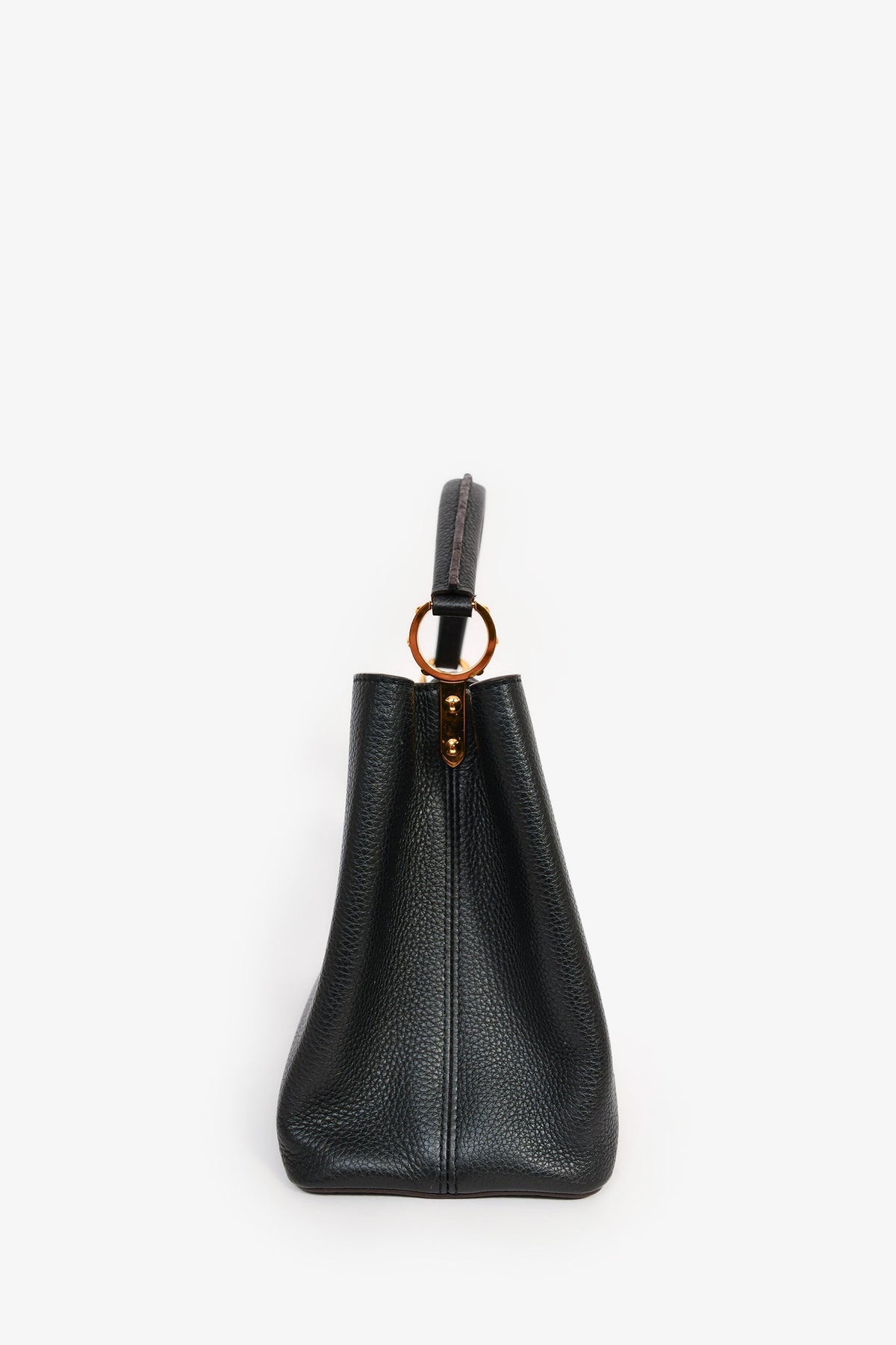 Louis Vuitton 2015 Black Leather 'Capucines' MM Top Handle (As Is)