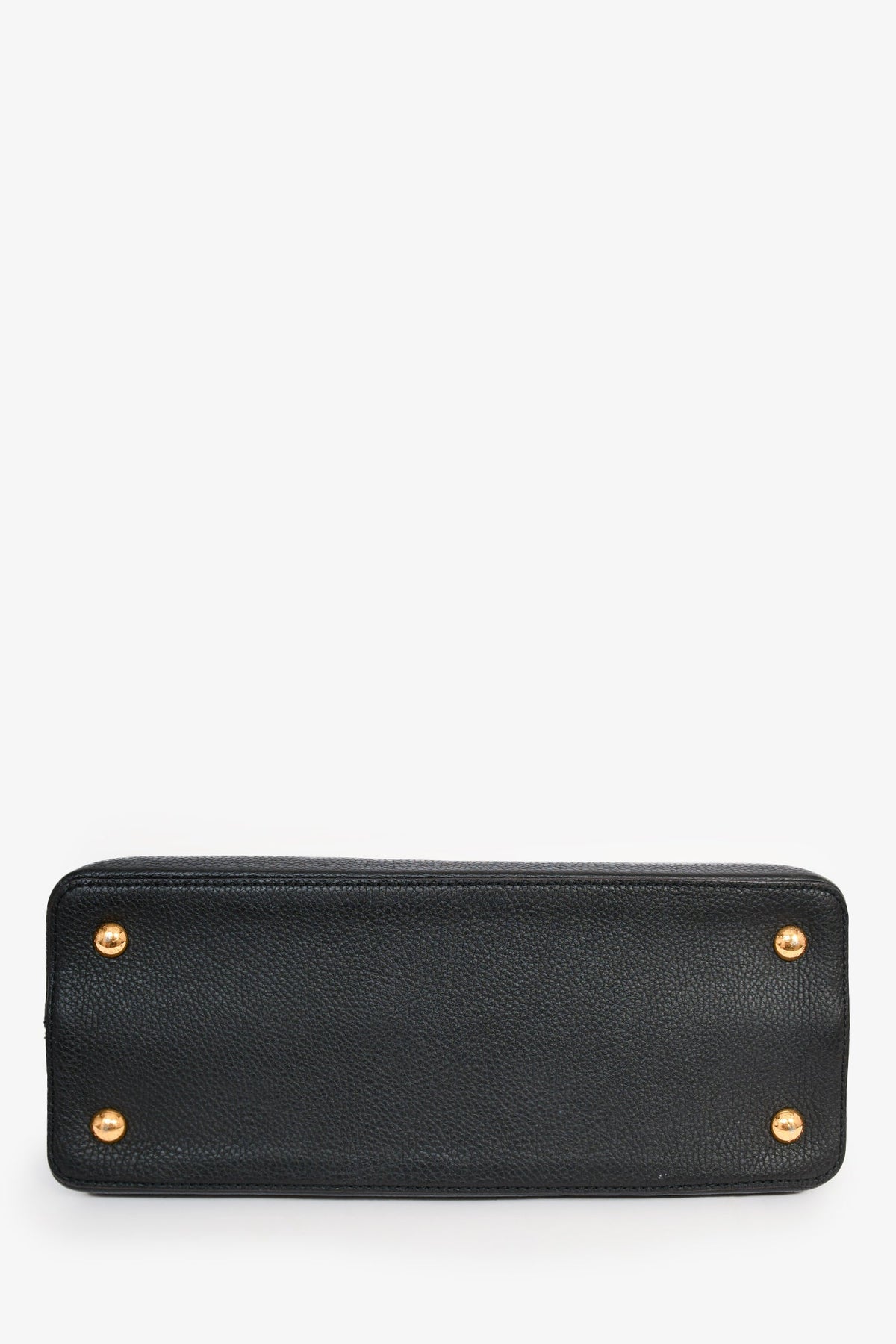 Louis Vuitton 2015 Black Leather 'Capucines' MM Top Handle (As Is)