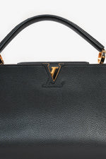 Louis Vuitton 2015 Black Leather 'Capucines' MM Top Handle (As Is)