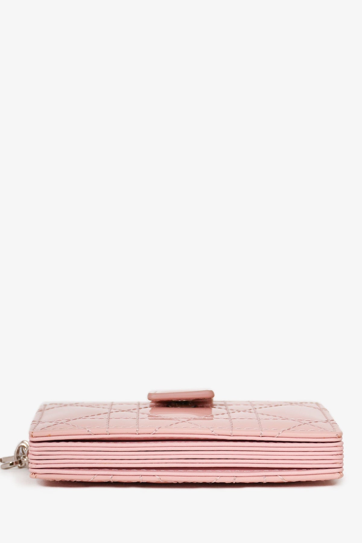 Christian Dior 2019 Pink Patent Leather Lady Dior Jasmine Card Holder