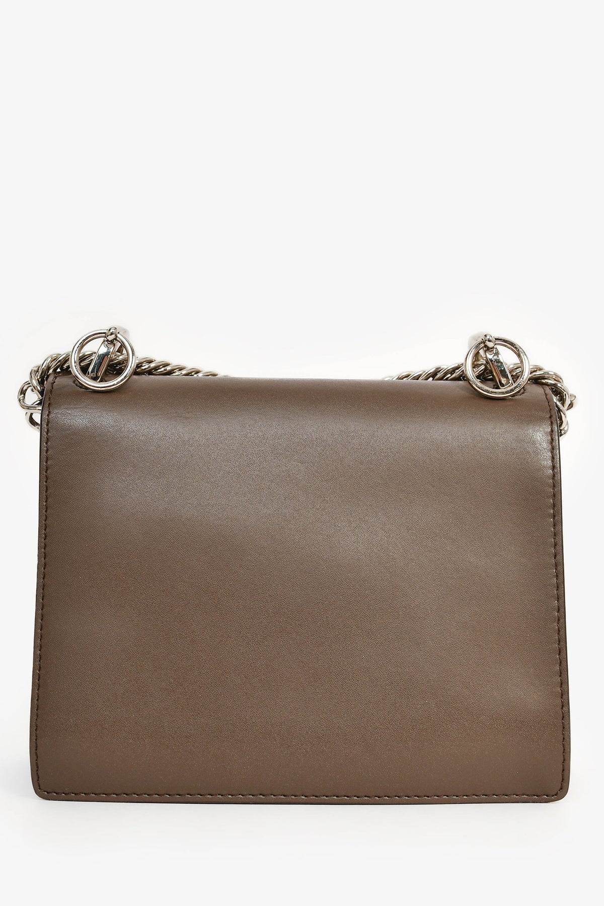 Fendi Brown Leather Small 'Kan I' Chain Crossbody
