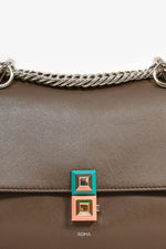 Fendi Brown Leather Small 'Kan I' Chain Crossbody