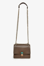 Fendi Brown Leather Small 'Kan I' Chain Crossbody