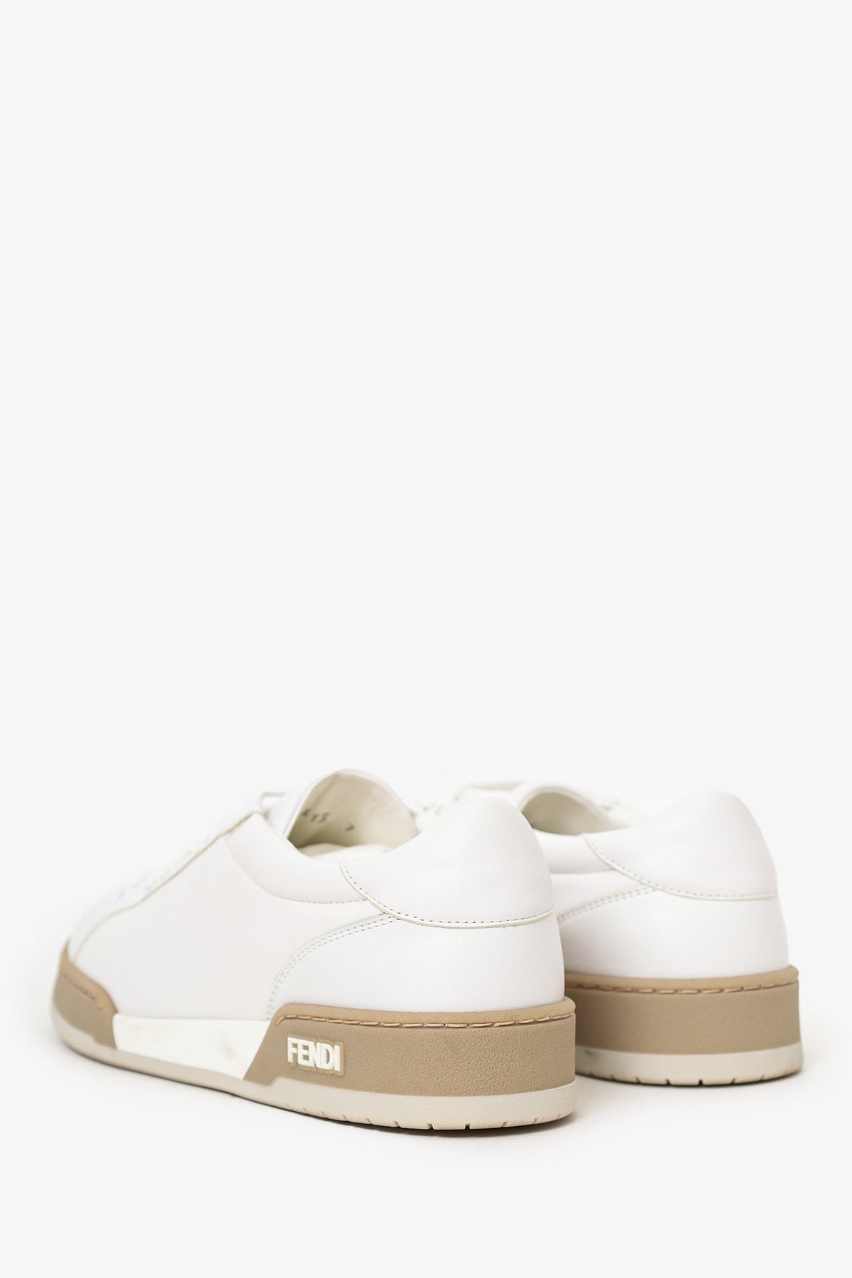 Fendi White/Beige Calfskin Match Low Top Sneakers Size 7 Mens