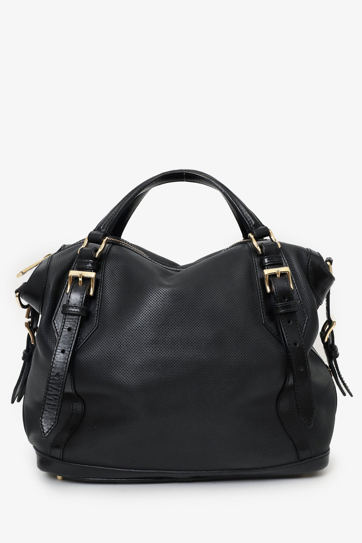 Burberry Black Perforated Leather 'Ellers' Bag with Strap