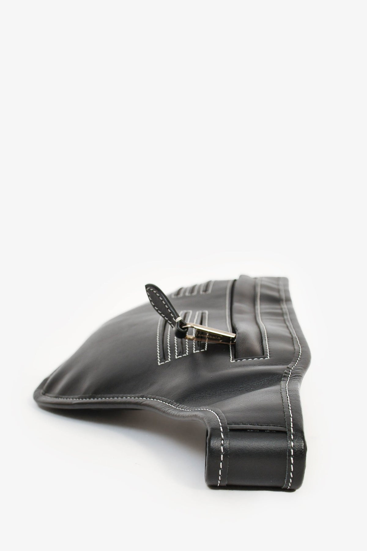 Burberry Black Leather White Contrast Stitch 'Brummell' Belt Bag