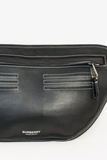 Burberry Black Leather White Contrast Stitch 'Brummell' Belt Bag