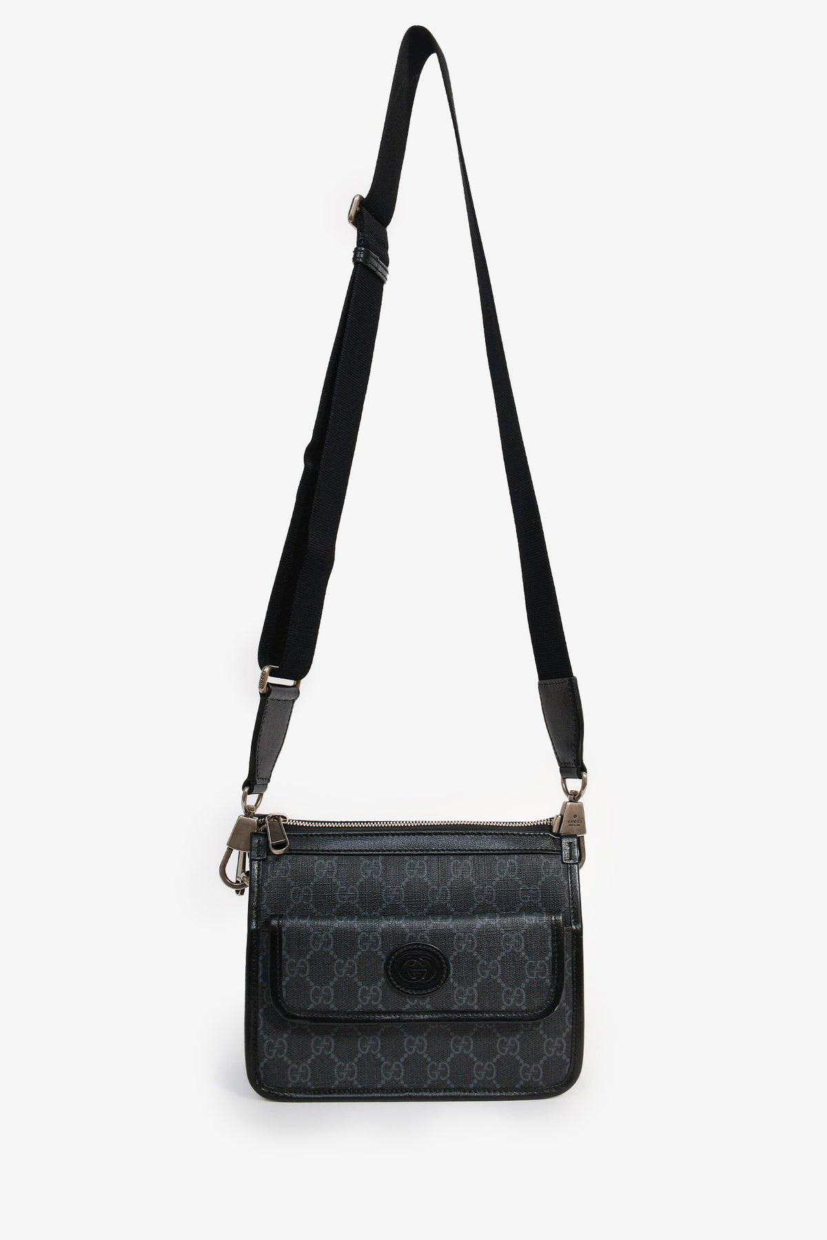 Gucci Black GG Canvas Messenger Bag