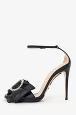 Gucci Black Leather Crystal Embellished Ankle Strap Sandals Size 36.5