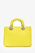 Christian Dior Neon Green Leather Small Diorissimo Top Handle with Strap