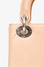 Christian Dior 2017 Beige Lizard Skin Mini Lady Dior with Strap SHW (As Is)