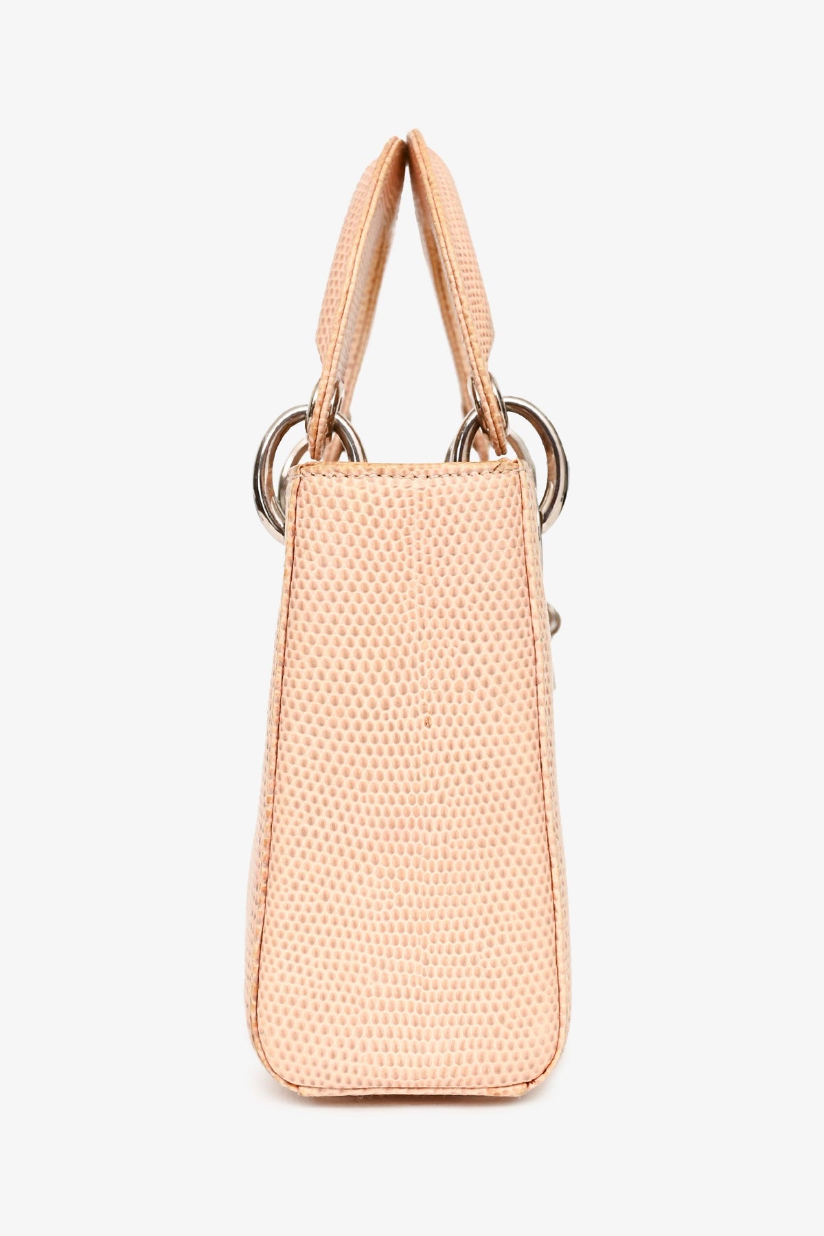 Christian Dior 2017 Beige Lizard Skin Mini Lady Dior with Strap SHW (As Is)