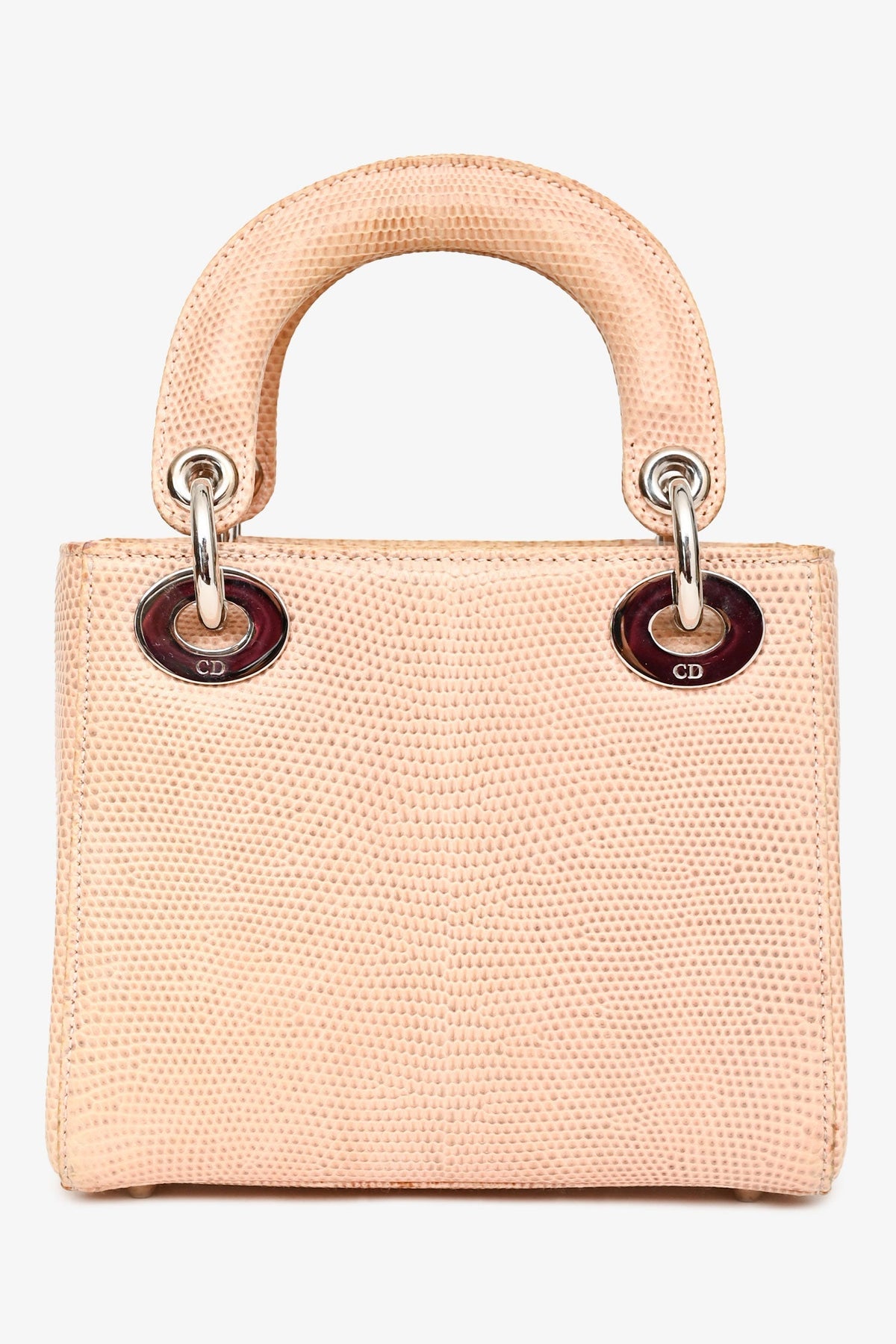 Christian Dior 2017 Beige Lizard Skin Mini Lady Dior with Strap SHW (As Is)