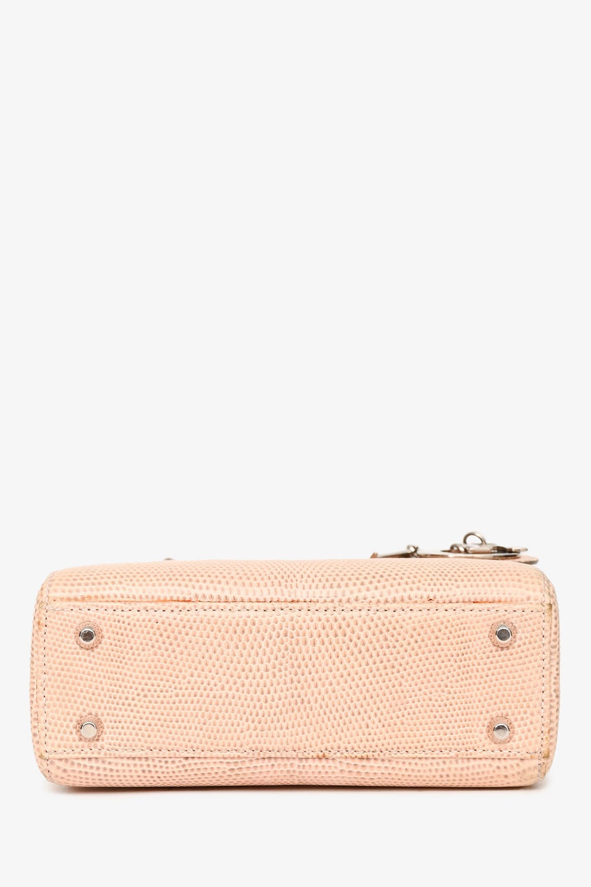 Christian Dior 2017 Beige Lizard Skin Mini Lady Dior with Strap SHW (As Is)