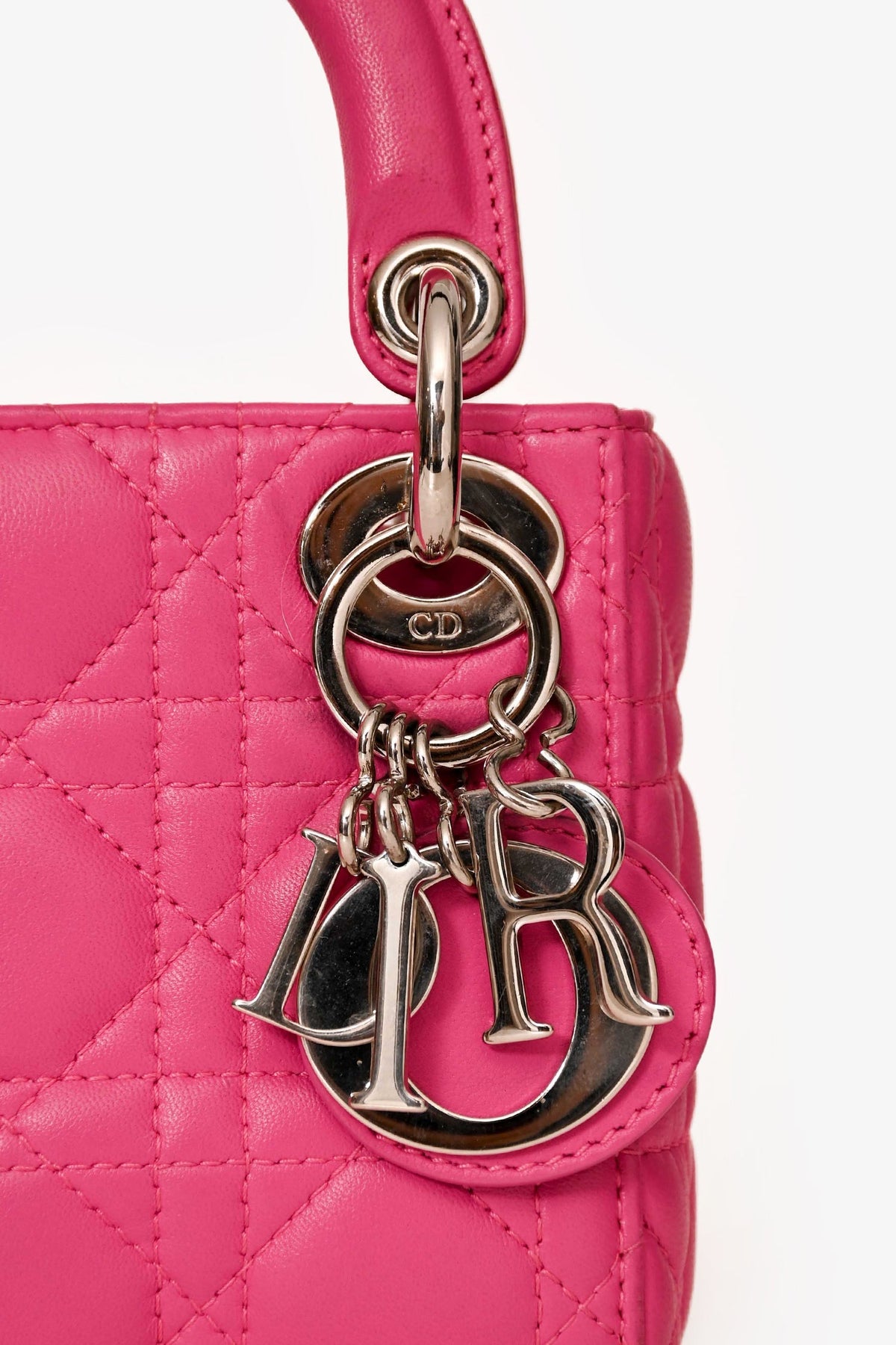 Christian Dior Pink Cannage Leather Mini 'Lady Dior' with Strap