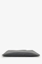Balenciaga Black Leather Logo Print Large Pouch