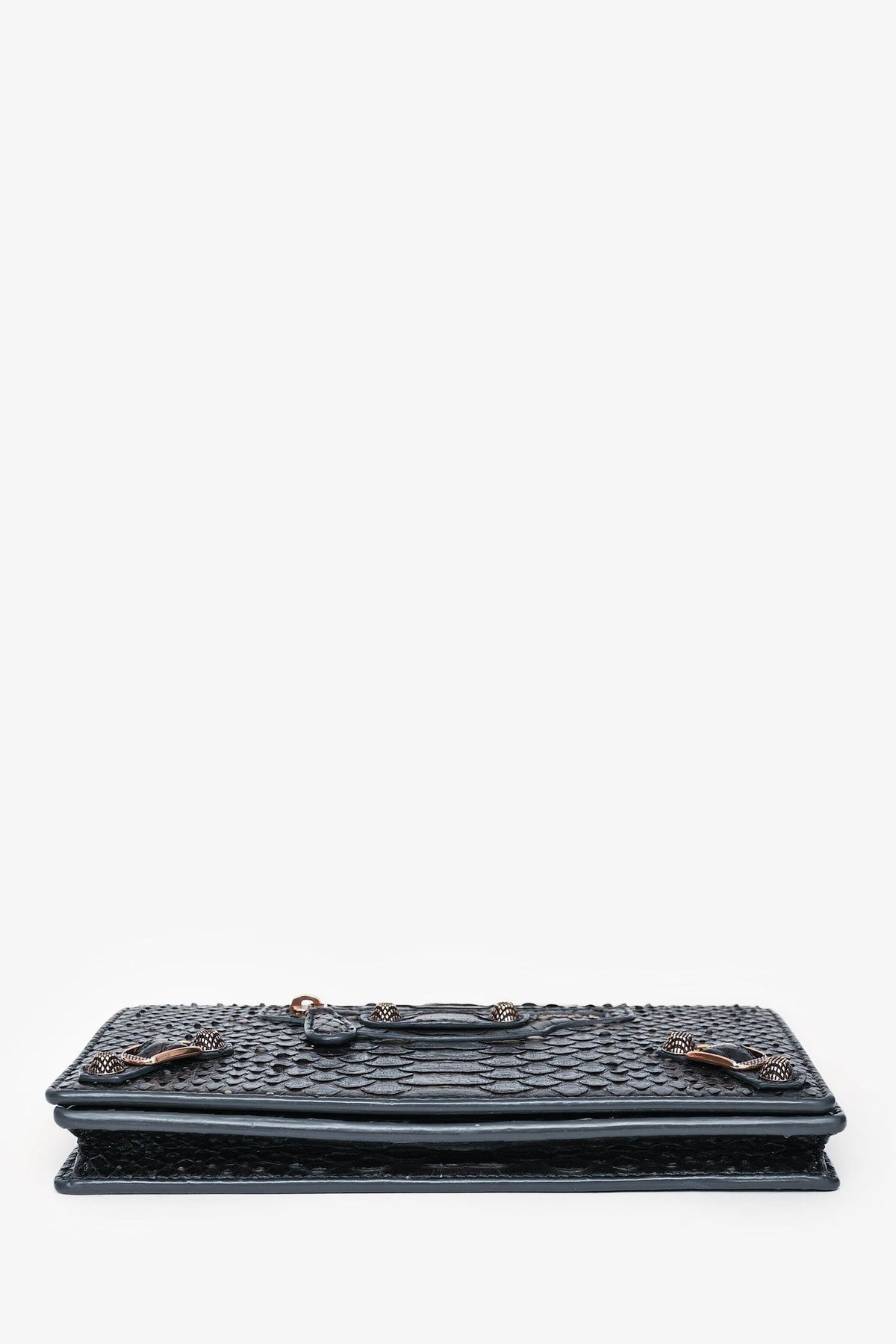 Balenciaga Dark Grey Python Leather City Wallet on Chain