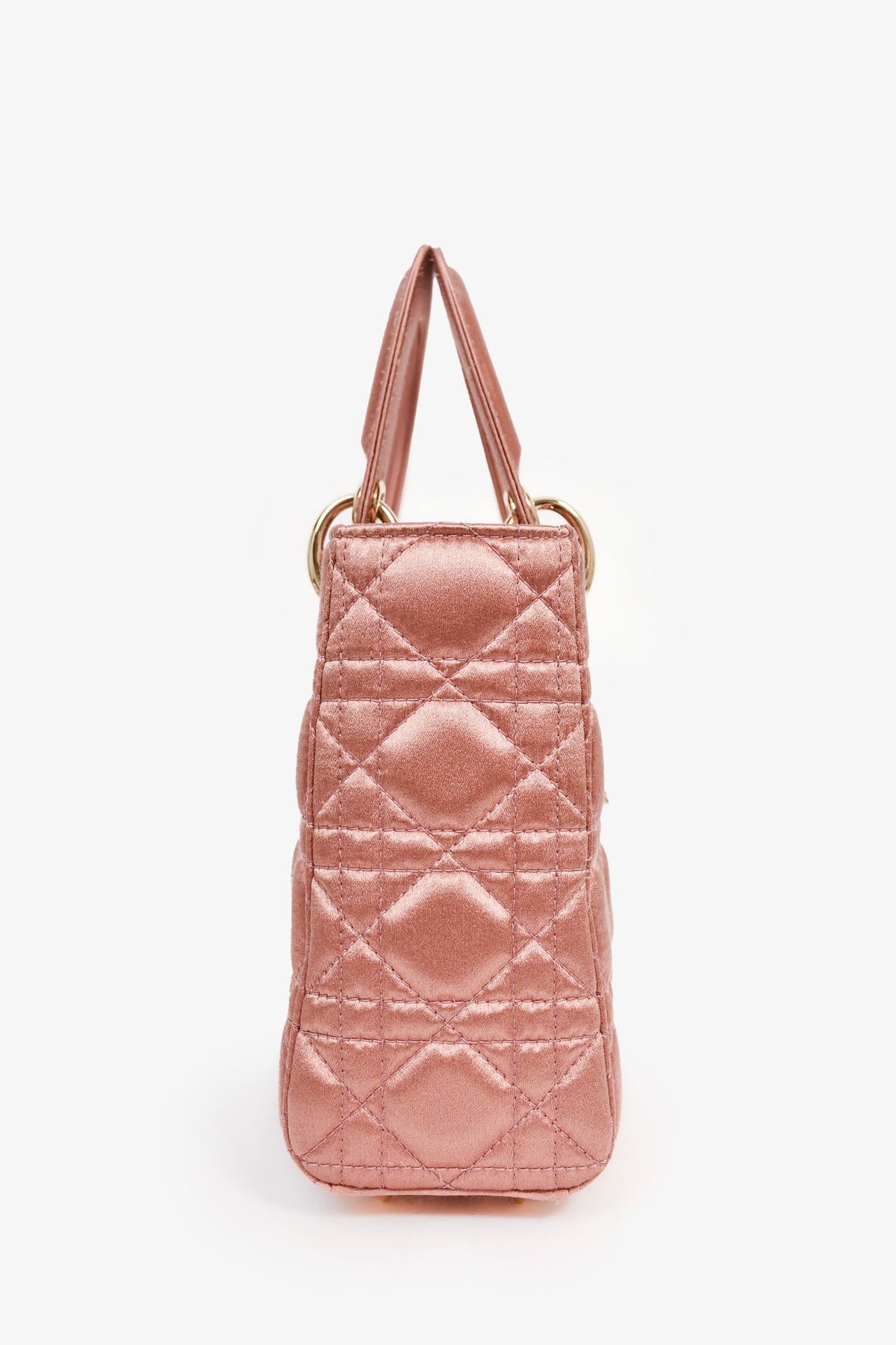 Christian Dior 2019 Pink Satin Small 'Lady Dior' Top Handle with Strap