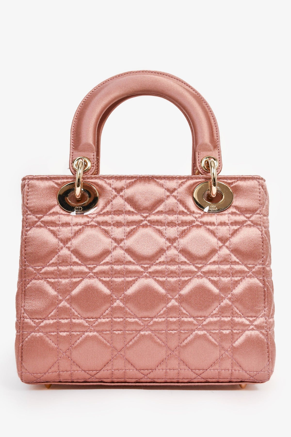 Christian Dior 2019 Pink Satin Small 'Lady Dior' Top Handle with Strap