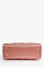 Christian Dior 2019 Pink Satin Small 'Lady Dior' Top Handle with Strap