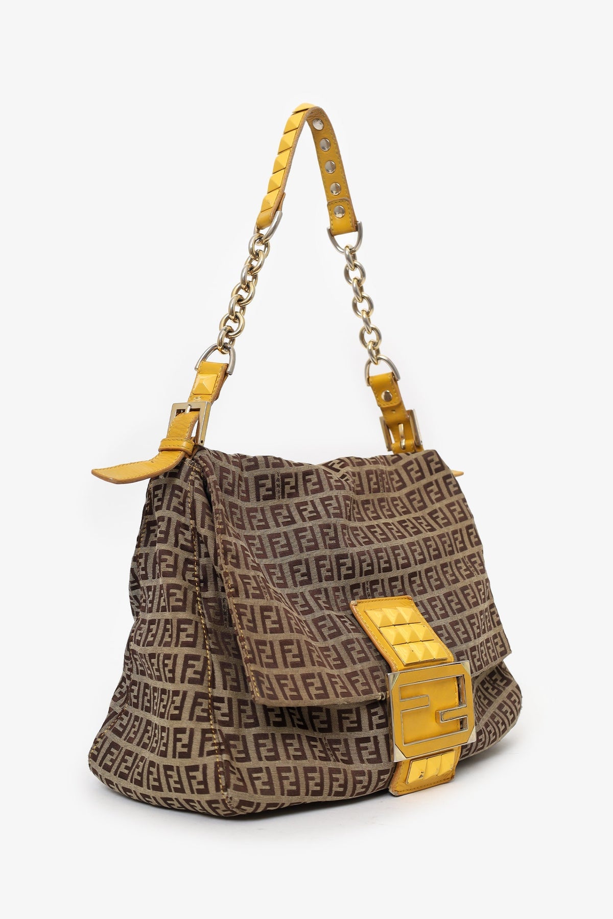 Fendi Brown Zucca Canvas Mama Baguette Chain Bag
