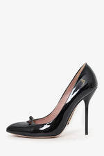 Gucci Black Patent Leather Bow Pumps Size 40