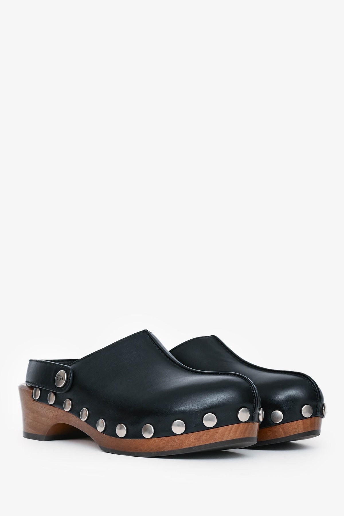 Christian Dior Black Leather Diorquake Clogs Size 37