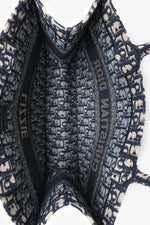 Christian Dior 2019 Navy Oblique Jacquard Medium Book Tote with 'Lizzie' Embroidery
